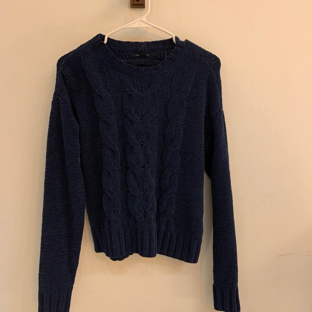 BLUE KNIT CHUNKY SWEATER